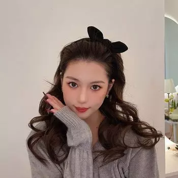 Refreshing Velvet Bow Wine Red Cloth Bow Bow Hair Band Bow Hair Hoop Korean Headbands Head Hoop чёрный