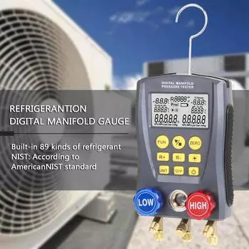 Refrigeration Digital Manifold Gauge 600 to 3000 Tube Pressure Vacuum Pressure Tester Kit for Meter Heating Ventilation