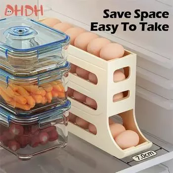 Refrigerator Egg Storage Box Rolling Kitchen Container Eggs Rolling Rack Large Capacity Dedicated Egg Box 1pcs