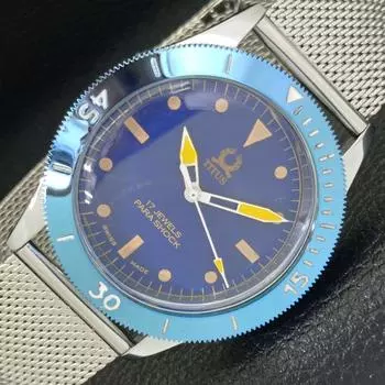REFURBISHED 40MM TITUS TURNABLE BEZEL SWISS MENS BLUE DIAL WATCH a432727-2 R113-a432727