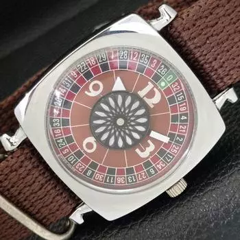 REFURBISHED ART DECO HAND-WINDING SWISS MENS BROWN COLOR DIAL WATCH a431251-2 R106-a431251