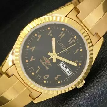 REFURBISHED AUTOMATIC CITIZEN 8200 JAPAN MENS ARABIC BLACK DIAL WATCH a427235-2 QRL-a427235