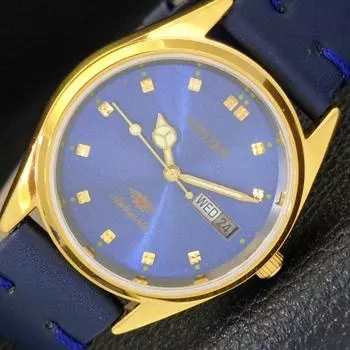REFURBISHED AUTOMATIC CITIZEN 8200 JAPAN MENS DAY&DATE BLUE DIAL WATCH A431445-2 R107-a431445