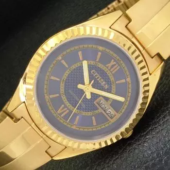 REFURBISHED AUTOMATIC CITIZEN 8200 JAPAN MENS DAY&DATE BLUE DIAL WATCH a432627-2 R112-a432627