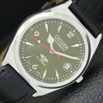 REFURBISHED AUTOMATIC CITIZEN 8200 JAPAN MENS GREEN COLOR DIAL WATCH A432359-2 R111-a432359