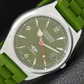 REFURBISHED AUTOMATIC CITIZEN 8200 JAPAN MENS GREEN COLOR DIAL WATCH A432369-2 R111-a432369