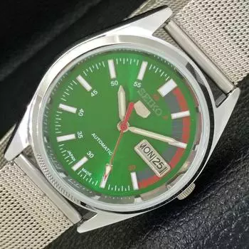 ВОССТАНОВЛЕННЫЕ АВТОМАТИЧЕСКИЕ МУЖСКИЕ ЧАСЫ SEIKO 5 JAPAN 6309A С ЗЕЛЕНЫМ ЦИФЕРБЛАТОМ a427329-2 QRL-a427329