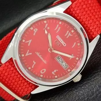 REFURBISHED AUTOMATIC SEIKO 5 JAPAN 6309A MENS ARABIC RED DIAL WATCH a427351-2 QRL-a427351