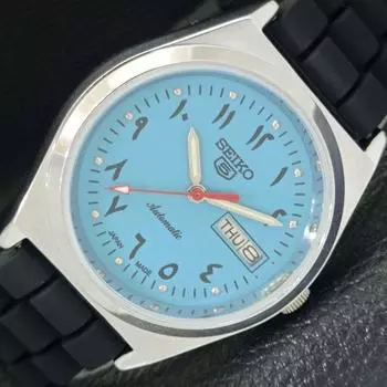 ВОССТАНОВЛЕННЫЕ АВТОМАТИЧЕСКИЕ МУЖСКИЕ ЧАСЫ SEIKO 5 JAPAN С БИРЮЗОВЫМ ЦИФЕРБЛАТОМ a427226-2 QRL-a427226