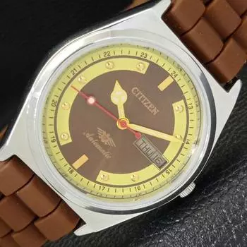 REFURBISHED CITIZEN AUTOMATIC 8200 JAPAN MENS BROWN COLOR DIAL WATCH A432379-2 R111-a432379