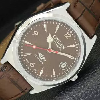 REFURBISHED CITIZEN AUTOMATIC 8200 JAPAN MENS BROWN COLOR DIAL WATCH A432342-2 R111-a432342