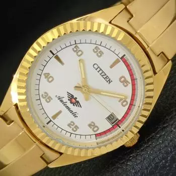 ВОССТАНОВЛЕННЫЕ МУЖСКИЕ ЧАСЫ CITIZEN AUTOMATIC 8200 JAPAN С БЕЛЫМ ЦИФЕРБЛАТОМ И ДАТОЙ a432616-2 R112-a432616