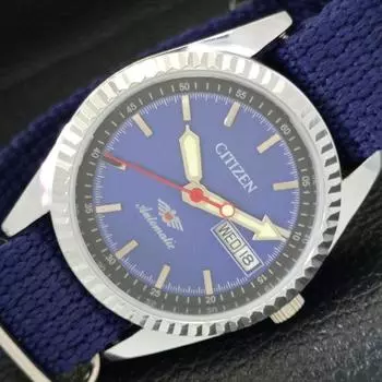 REFURBISHED CITIZEN AUTOMATIC 8200 JAPAN MENS DAY&DATE BLUE DIAL WATCH a432565-2 R112-a432565