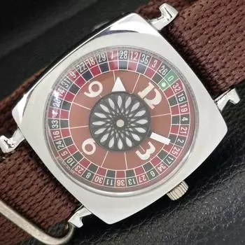 REFURBISHED HAND-WINDING ART DECO SWISS MENS BROWN COLOR DIAL WATCH a431252-2 R106-a431252