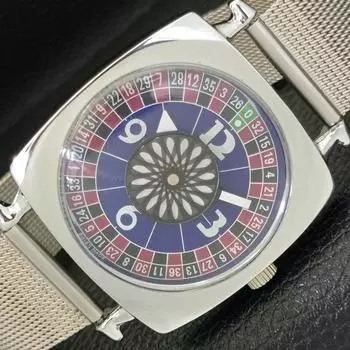 REFURBISHED HAND-WINDING ART DECO SWISS MENS BLUE COLOR DIAL WATCH a431244-2 R106-a431244