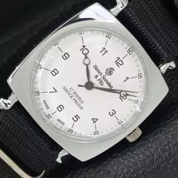 REFURBISHED HENRI SANDOZ & FILS SWISS MENS WHITE COLOR DIAL WATCH a431838-2 R108-a431838