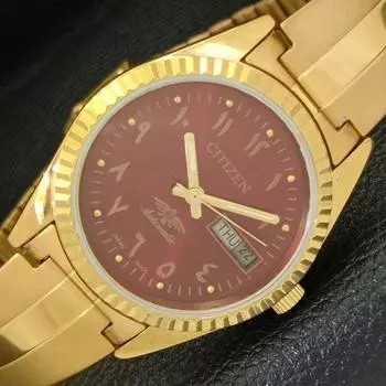 ВОССТАНОВЛЕННЫЕ JAPAN CITIZEN AUTOMATIC 8200 МУЖСКИЕ ЧАСЫ АРАБСКИЙ КРАСНЫЙ ЦИФЕРБЛАТ a427231-2 QRL-a427231