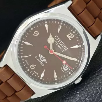 REFURBISHED JAPAN CITIZEN AUTOMATIC 8200 MENS BROWN COLOR DIAL WATCH A432350-2 R111-a432350