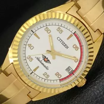 REFURBISHED JAPAN CITIZEN AUTOMATIC 8200 MENS DATE WHITE DIAL WATCH a432608-2 R112-a432608