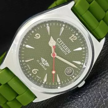 REFURBISHED JAPAN CITIZEN AUTOMATIC 8200 MENS GREEN COLOR DIAL WATCH A432370-2 R111-a432370
