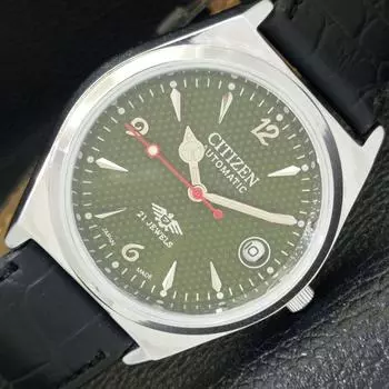 ВОССТАНОВЛЕННЫЕ JAPAN CITIZEN AUTOMATIC 8200 МУЖСКИЕ ЧАСЫ С ЦИФЕРБЛАТОМ ЗЕЛЕНОГО ЦВЕТА A432360-2 R111-a432360