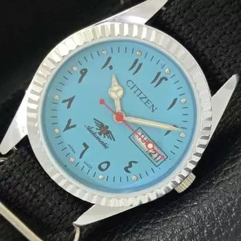 ВОССТАНОВЛЕННЫЕ JAPAN CITIZEN AUTOMATIC MENS TURBOISE BLUE DIAL WATCH a427214-2 QRL-a427214