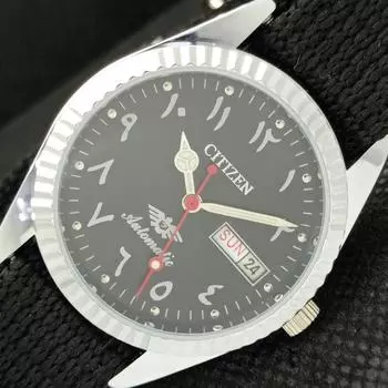 REFURBISHED JAPAN CITIZEN MENS AUTOMATIC ARABIC BLACK DIAL WRIST WATCH a425315-2 RL-a425315