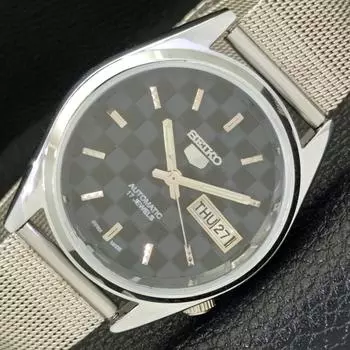 REFURBISHED JAPAN MADE SEIKO 5 AUTOMATIC MENS WATCH BLACK DIAL CUSTOM a440106-2 QV90-a440106