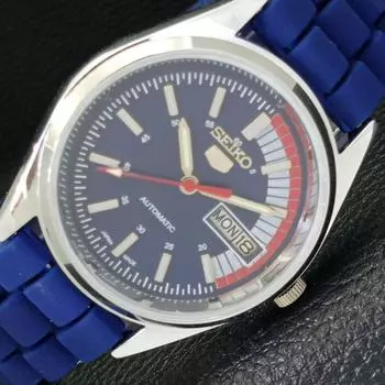 ВОССТАНОВЛЕННЫЕ JAPAN SEIKO 5 AUTOMATIC 6309A МУЖСКИЕ ЧАСЫ С СИНИМ ЦИФЕРБЛАТОМ a427326-2 QRL-a427326
