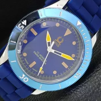 REFURBISHED MENS 40MM TITUS SWISS TURNABLE BEZEL BLUE DIAL WATCH a432735-2 R113-a432735
