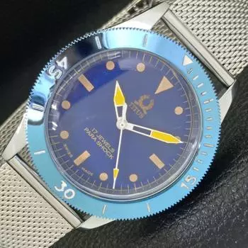REFURBISHED MENS 40MM TITUS SWISS TURNABLE BEZEL BLUE DIAL WATCH a432730-2 R113-a432730