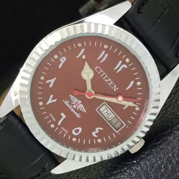ВОССТАНОВЛЕННЫЕ МУЖСКИЕ ЧАСЫ CITIZEN AUTOMATIC 8200 JAPAN ARABIC С КРАСНЫМ ЦИФЕРБЛАТОМ a427216-2 QRL-a427216