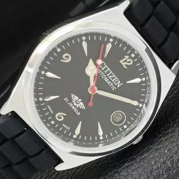 ВОССТАНОВЛЕННЫЕ МУЖСКИЕ ЧАСЫ CITIZEN AUTOMATIC 8200 JAPAN DATE С ЧЕРНЫМ ЦИФЕРБЛАТОМ a432560-2 R112-a432560