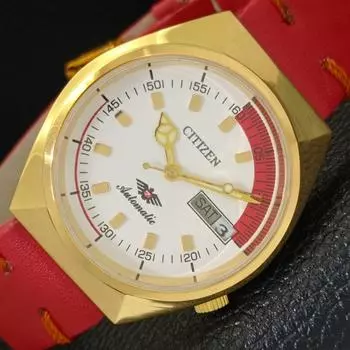 REFURBISHED MENS CITIZEN AUTOMATIC 8200 JAPAN WHITE COLOR DIAL WATCH A432386-2 R111-a432386