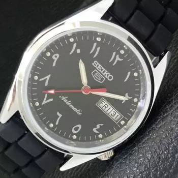 ВОССТАНОВЛЕННЫЕ SEIKO 5 AUTOMATIC 6309A ЯПОНИЯ МУЖСКИЕ ЧАСЫ С АРАБСКИМ ЧЕРНЫМ ЦИФЕРБЛАТОМ a427362-2 QRL-a427362