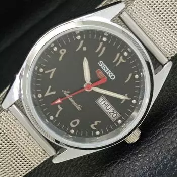 REFURBISHED SEIKO 5 AUTOMATIC 6309A JAPAN MENS ARABIC BLACK DIAL WATCH a427336-2 QRL-a427336