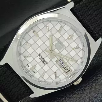 REFURBISHED SEIKO 5 AUTOMATIC MENS WATCH JAPAN MADE WHITE DIAL CUSTOM a440063-2 QV90-a440063