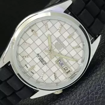 REFURBISHED SEIKO 5 AUTOMATIC MENS WATCH JAPAN MADE WHITE DIAL CUSTOM a440109-2 QV90-a440109