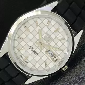 REFURBISHED SEIKO 5 AUTOMATIC MENS WATCH JAPAN MADE WHITE DIAL CUSTOM a440085-2 QV90-a440085