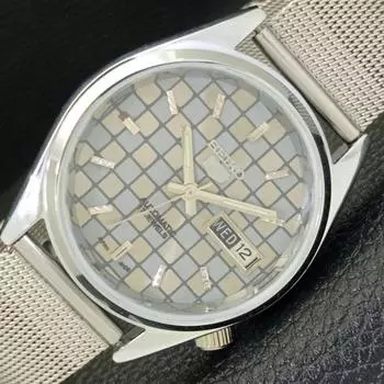 REFURBISHED SEIKO 5 AUTOMATIC MENS WATCH JAPAN MADE GREY DIAL CUSTOM a440108-2 QV90-a440108