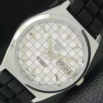 REFURBISHED SEIKO 5 AUTOMATIC MENS WATCH JAPAN MADE WHITE DIAL CUSTOM a440051-2 QV90-a440051