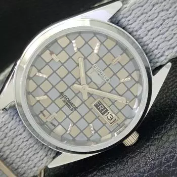 REFURBISHED SEIKO 5 AUTOMATIC MENS WATCH JAPAN MADE GREY DIAL CUSTOM a440092-2 QV90-a440092