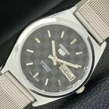 REFURBISHED SEIKO 5 AUTOMATIC MENS WATCH JAPAN MADE BLACK DIAL CUSTOM a440044-2 QV90-a440044