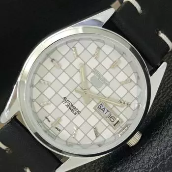 REFURBISHED SEIKO 5 AUTOMATIC MENS WATCH JAPAN MADE WHITE DIAL CUSTOM a440079-2 QV90-a440079