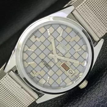 REFURBISHED SEIKO 5 AUTOMATIC MENS WATCH JAPAN MADE GREY DIAL CUSTOM a440068-2 QV90-a440068