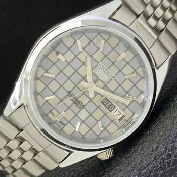 REFURBISHED SEIKO 5 AUTOMATIC MENS WATCH JAPAN MADE GREY DIAL CUSTOM a440138-2 QV90-a440138