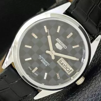 REFURBISHED SEIKO 5 AUTOMATIC MENS WATCH JAPAN MADE BLACK DIAL CUSTOM a440074-2 QV90-a440074