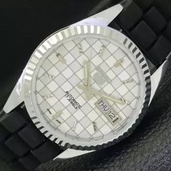 REFURBISHED SEIKO 5 AUTOMATIC MENS WATCH JAPAN MADE WHITE DIAL CUSTOM a440014-2 QV90-a440014