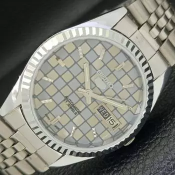 REFURBISHED SEIKO 5 AUTOMATIC MENS WATCH JAPAN MADE GREY DIAL CUSTOM a440031-2 QV90-a440031