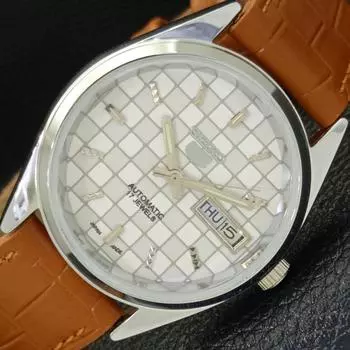 REFURBISHED SEIKO 5 AUTOMATIC MENS WATCH JAPAN MADE WHITE DIAL CUSTOM a440078-2 QV90-a440078